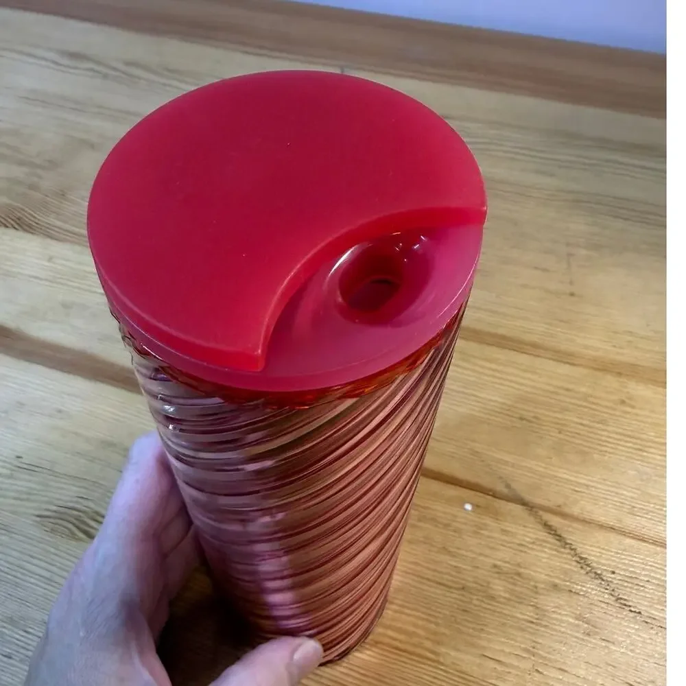 Starbucks Pink Red Swirl Cold Cup Tumbler 24 oz Reusable